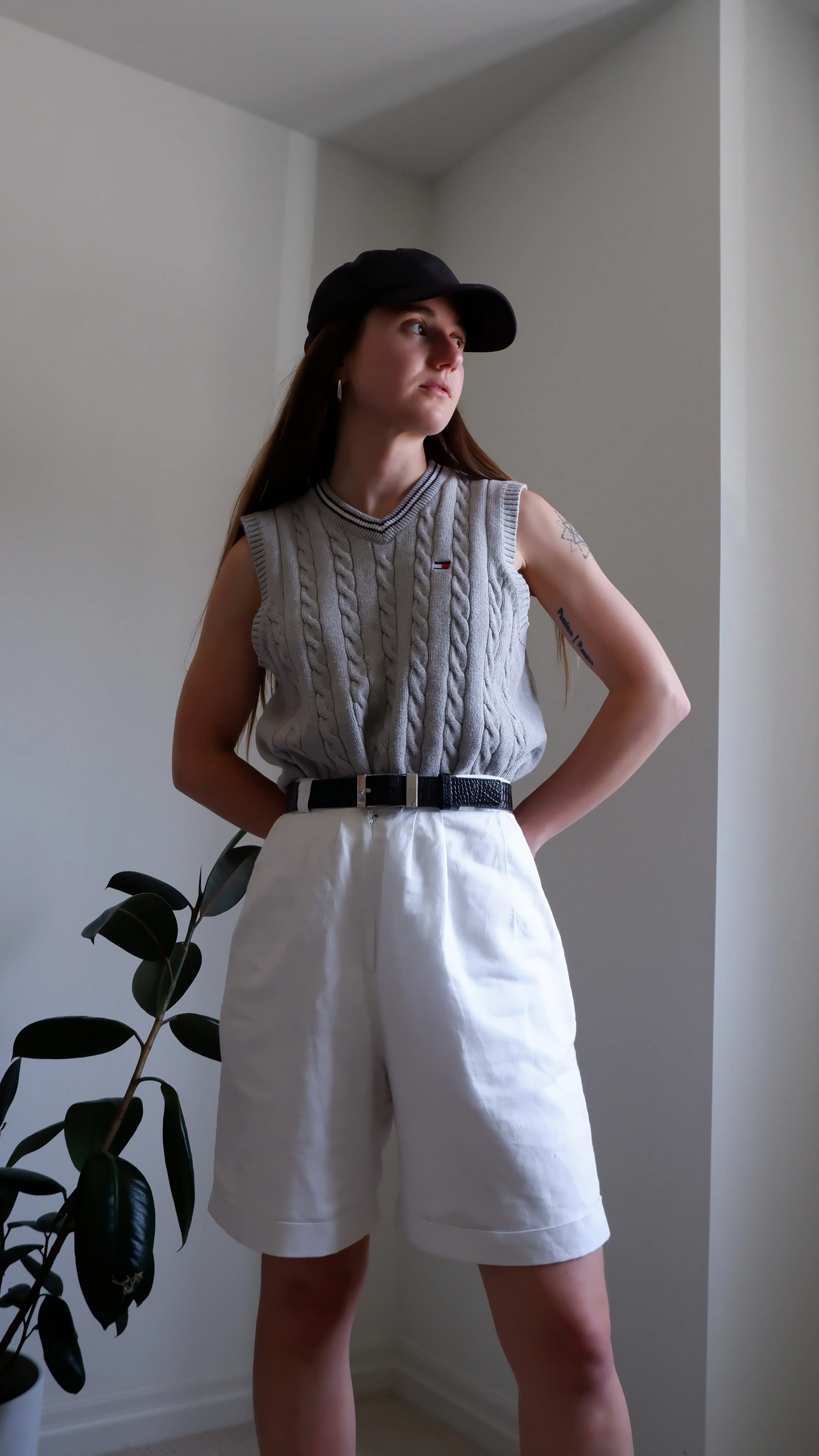 90s White Tailored Ramie Short - 26