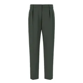 Adua Cigarette Pleated Trousers Dark Green Trousers