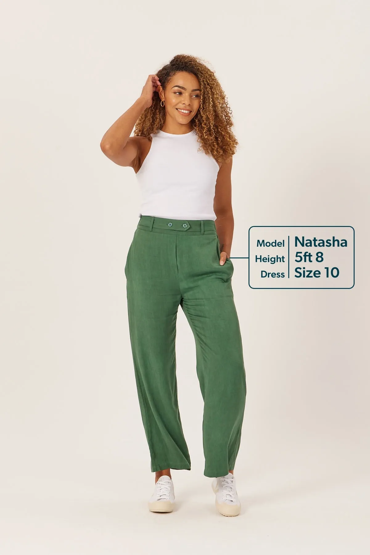 Beth - High Waisted Trouser - Olive