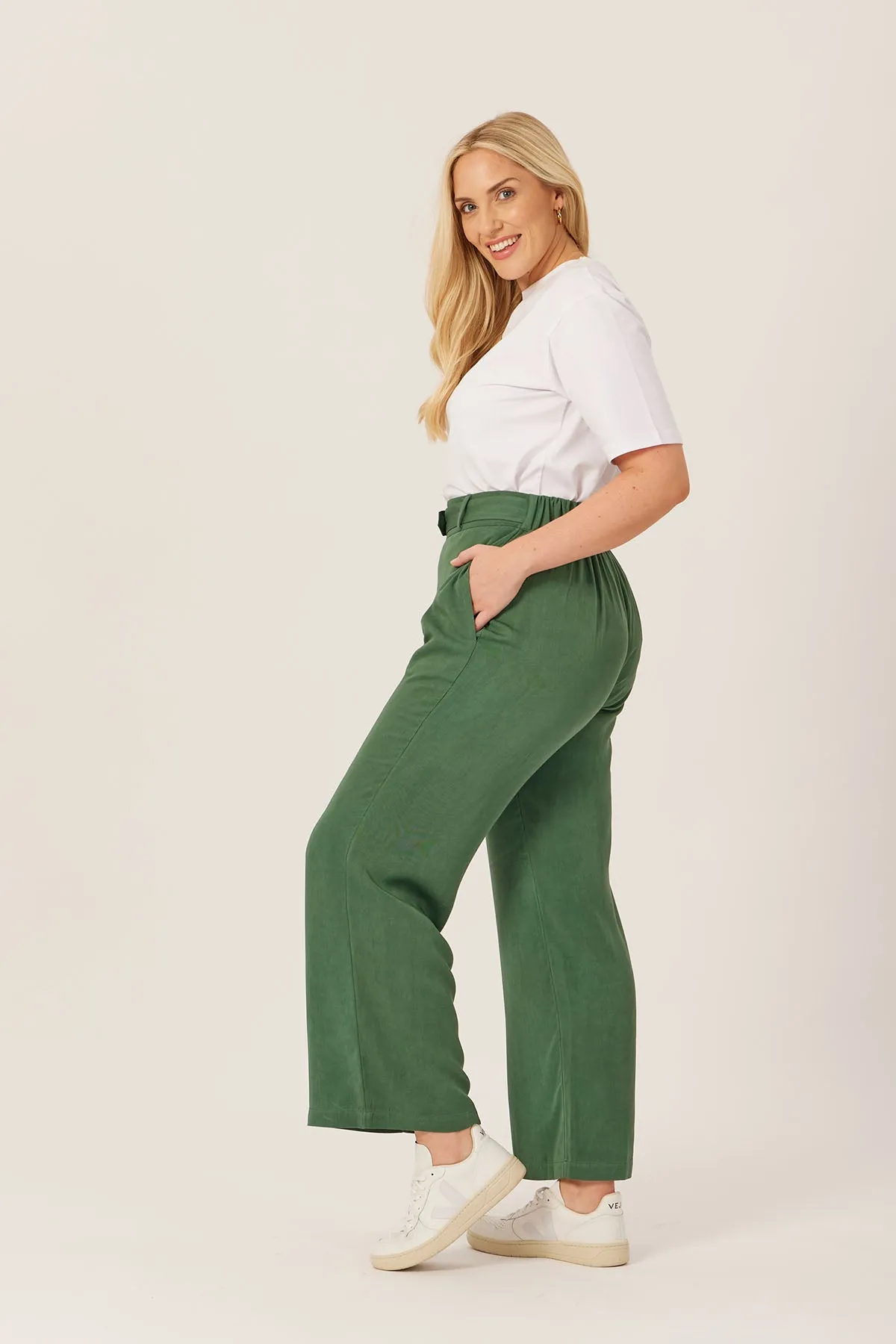 Beth - High Waisted Trouser - Olive