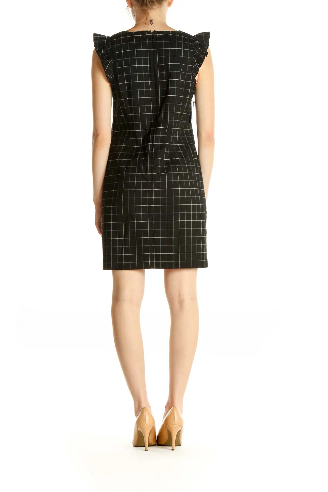 Black Checkered Work Sheath Dress