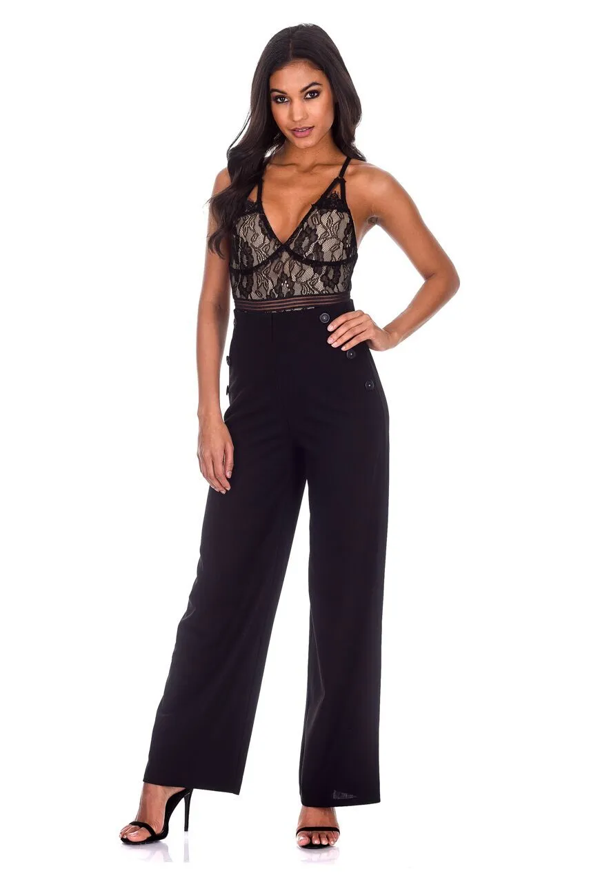 Black High Waisted Flared Trousers