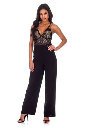 Black High Waisted Flared Trousers