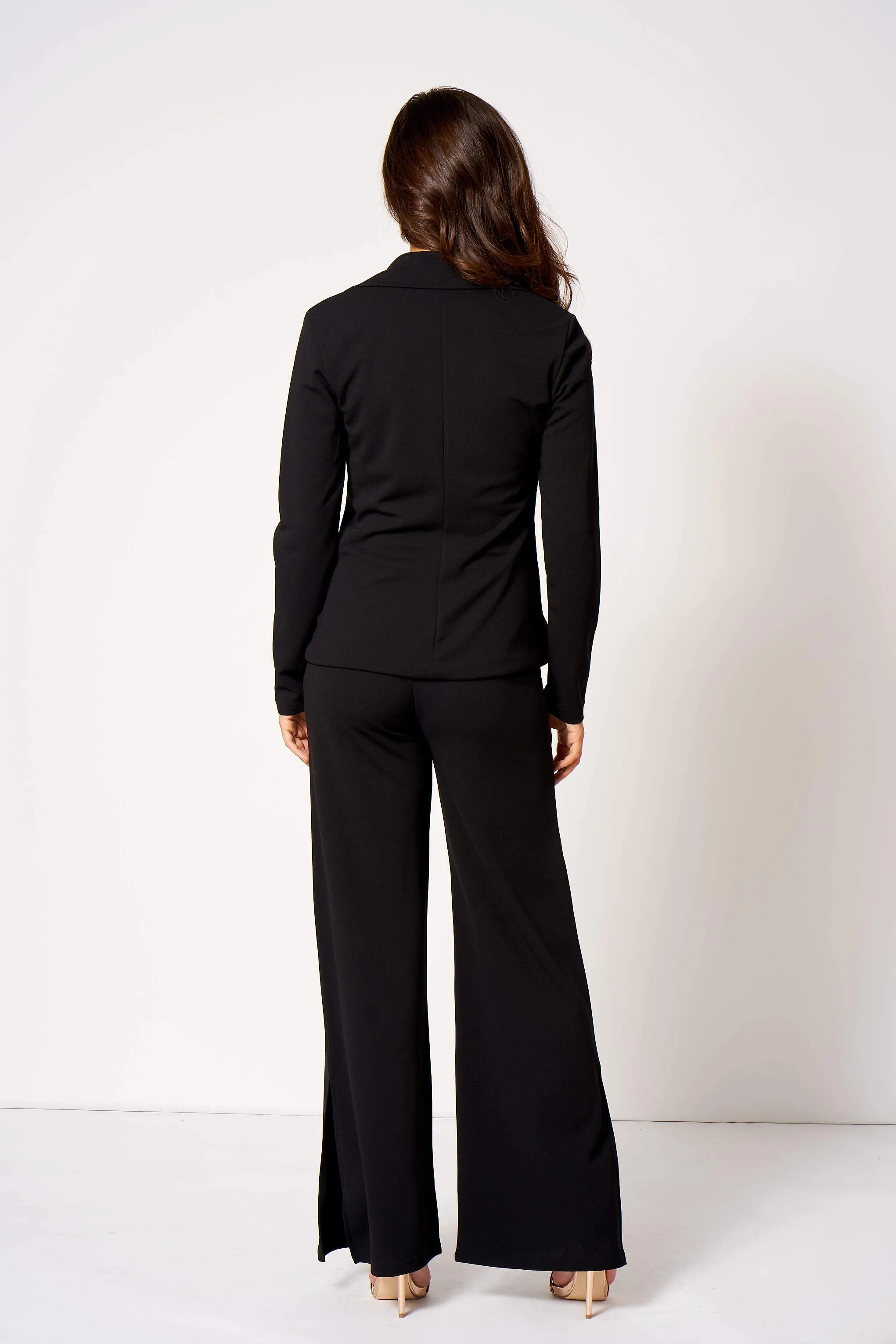 Black High Waisted Side Split Trousers