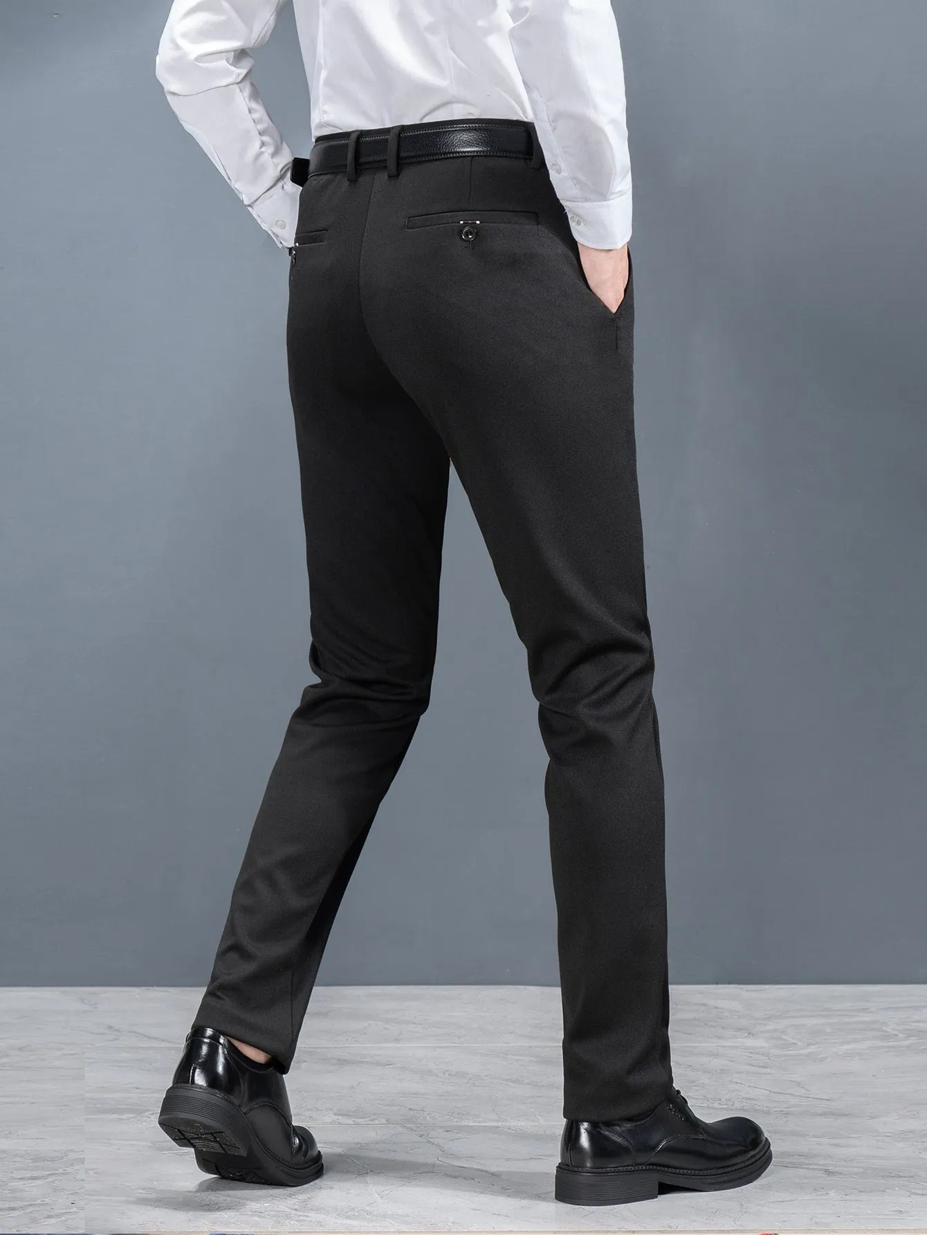 Black Striped Detail Zipper Fly Tailored Pants