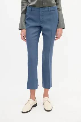 Blue Wool Cropped Trouser