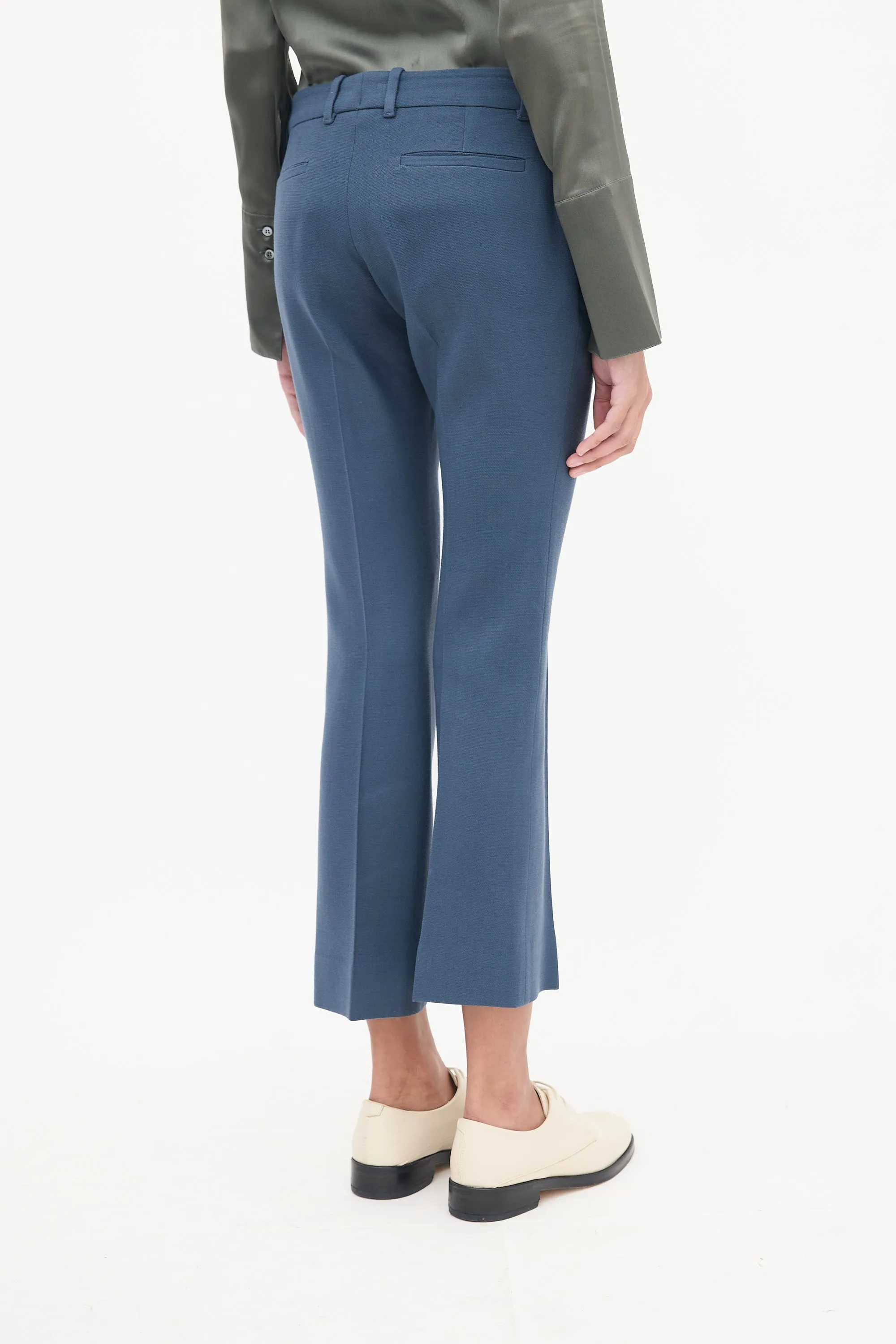 Blue Wool Cropped Trouser