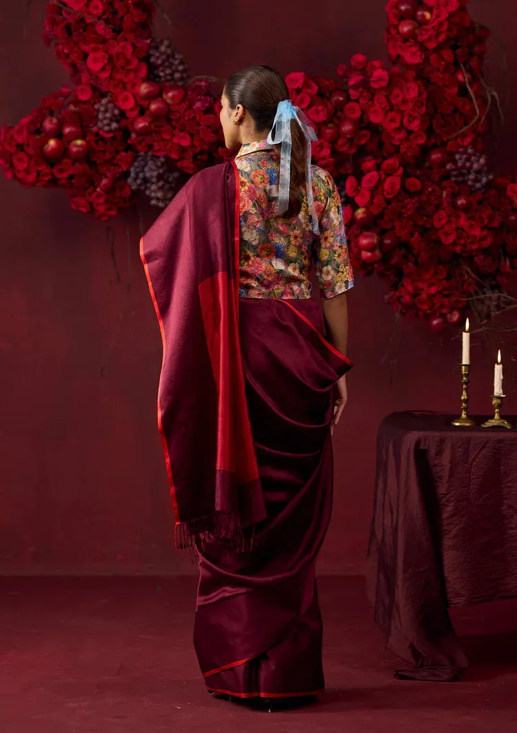 Bold Allure Burgundy Saree