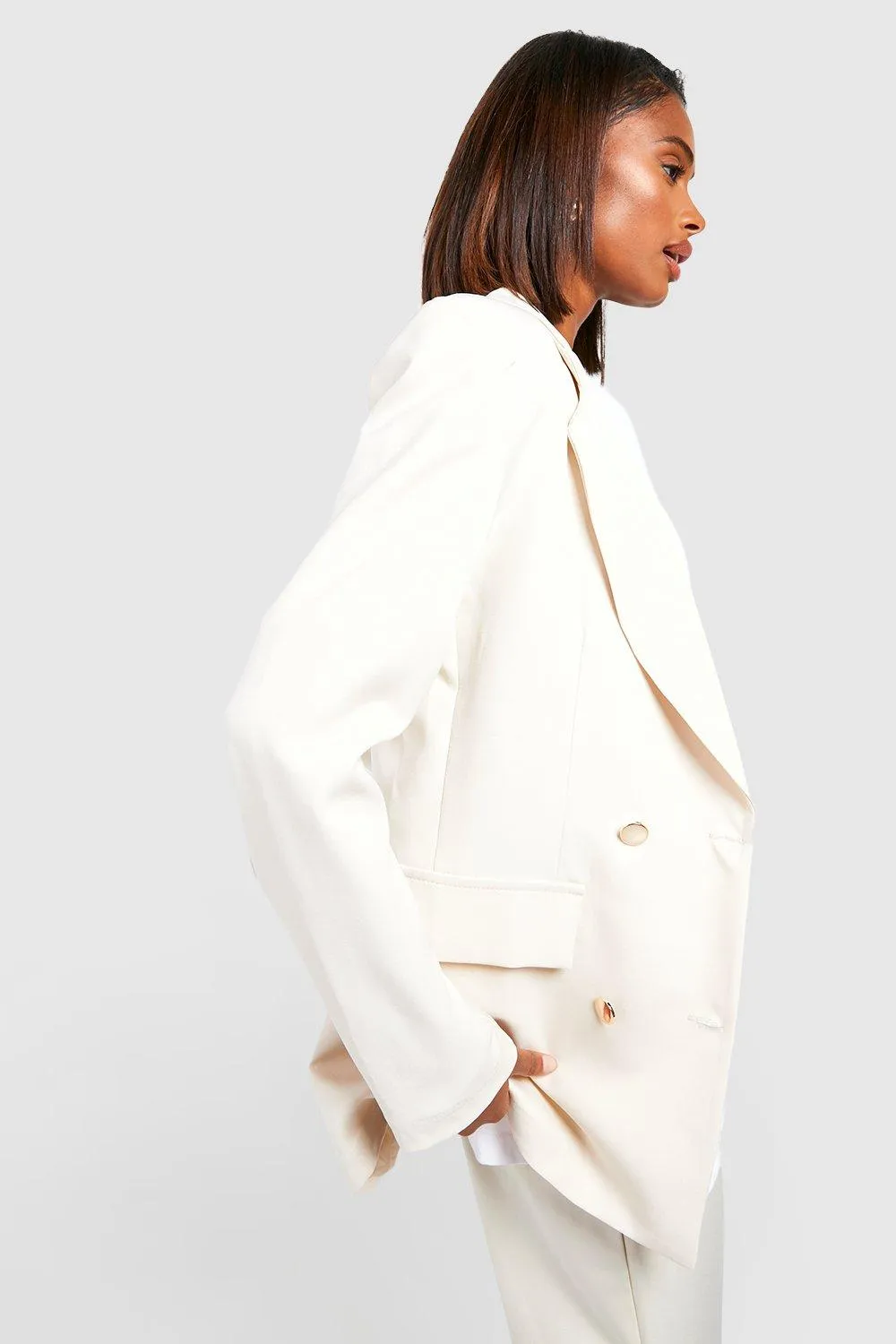 Boohoo Ministry Double Breasted Jacket, Natural