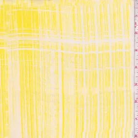 Bright Yellow/White Brushstroke Silk Chiffon Fabric