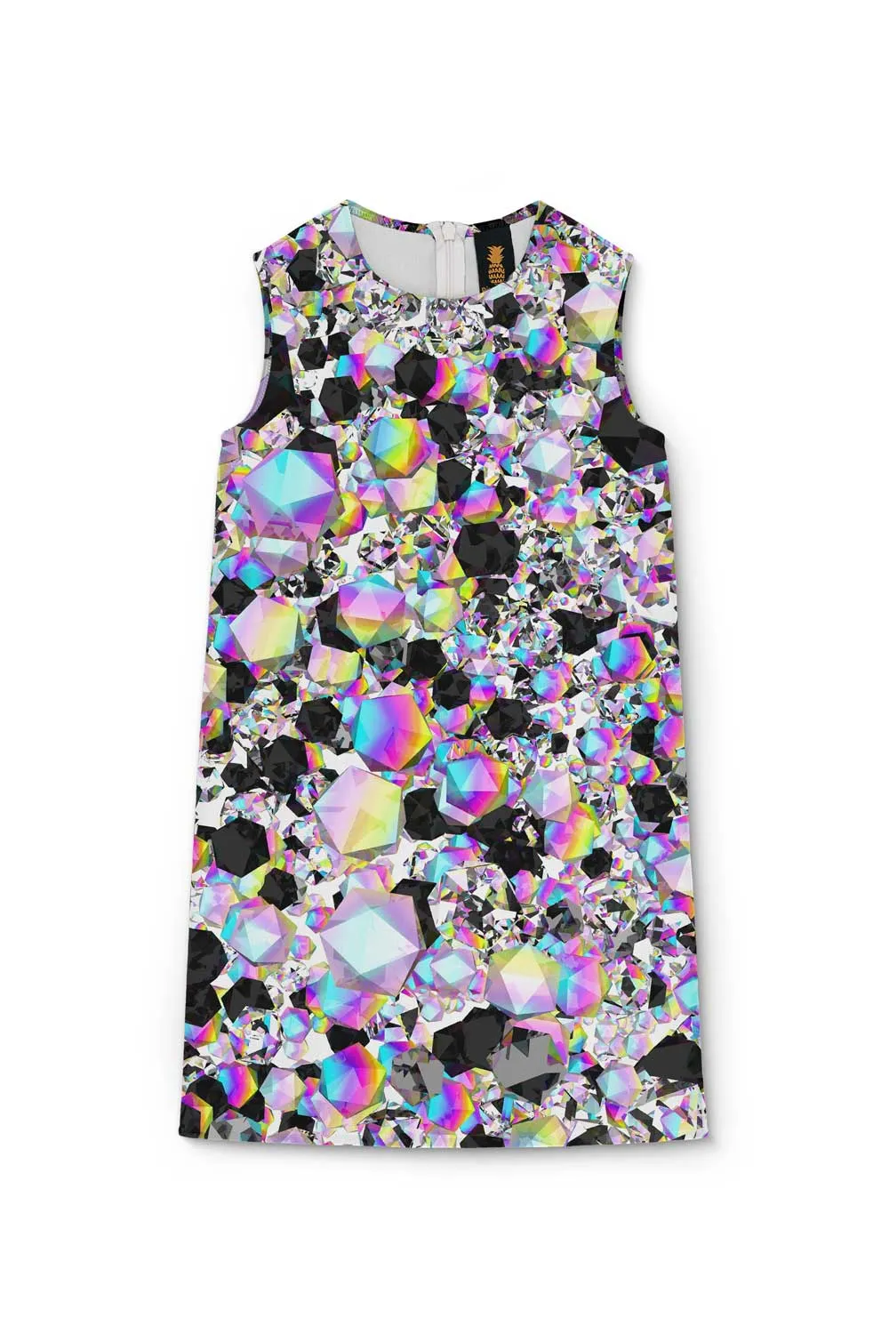 Brilliance Adele Grey Diamond Print Summer Trendy Shift Dress - Girls