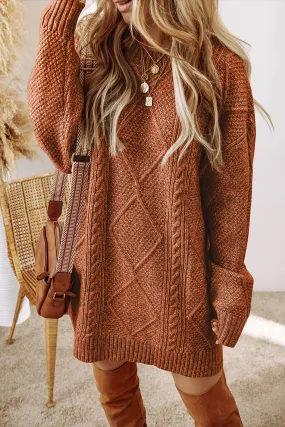 Cable Knit Loose Fit Sweater Dress