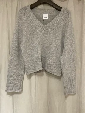 Cashmere v-neck blouse - grey melange