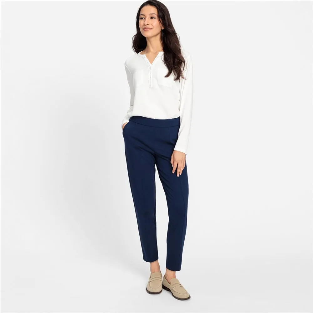 Casual Cropped Trouser in Ink Blue