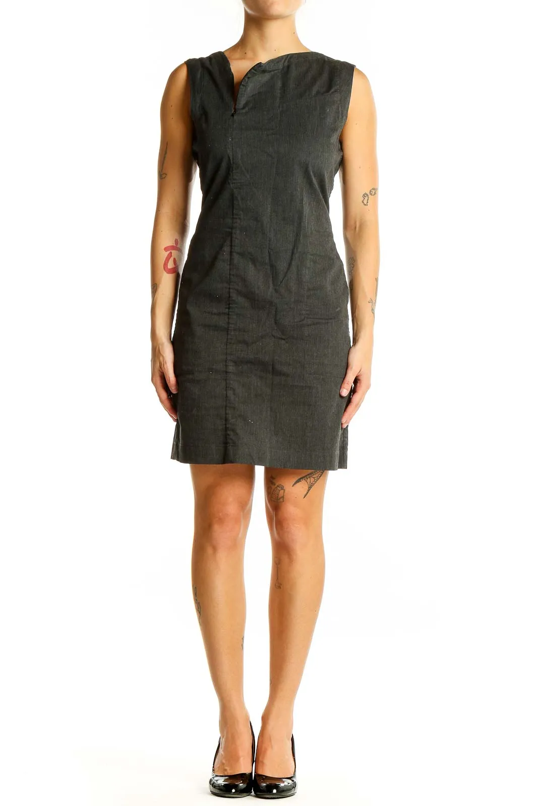 Charcoal Sleeveless Sheath Dress