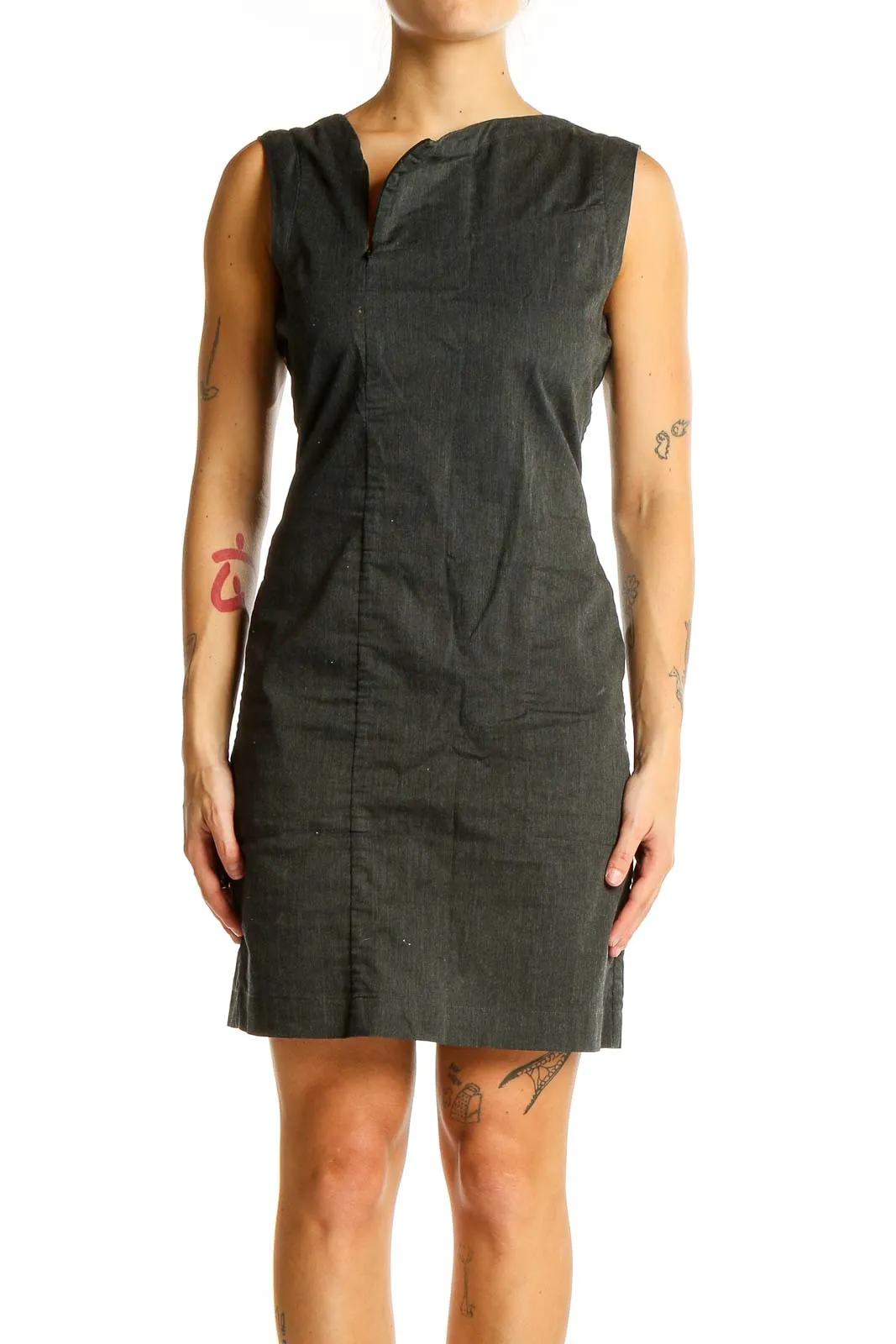 Charcoal Sleeveless Sheath Dress