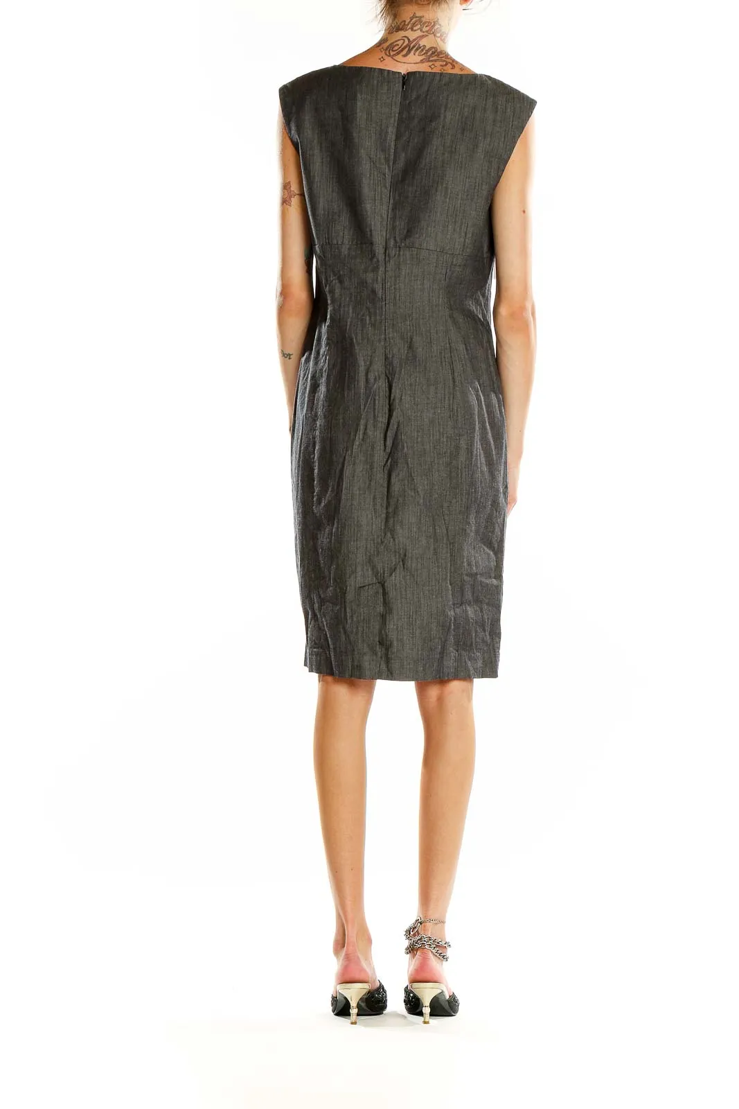 Charcoal Square Neck Sheath Dress