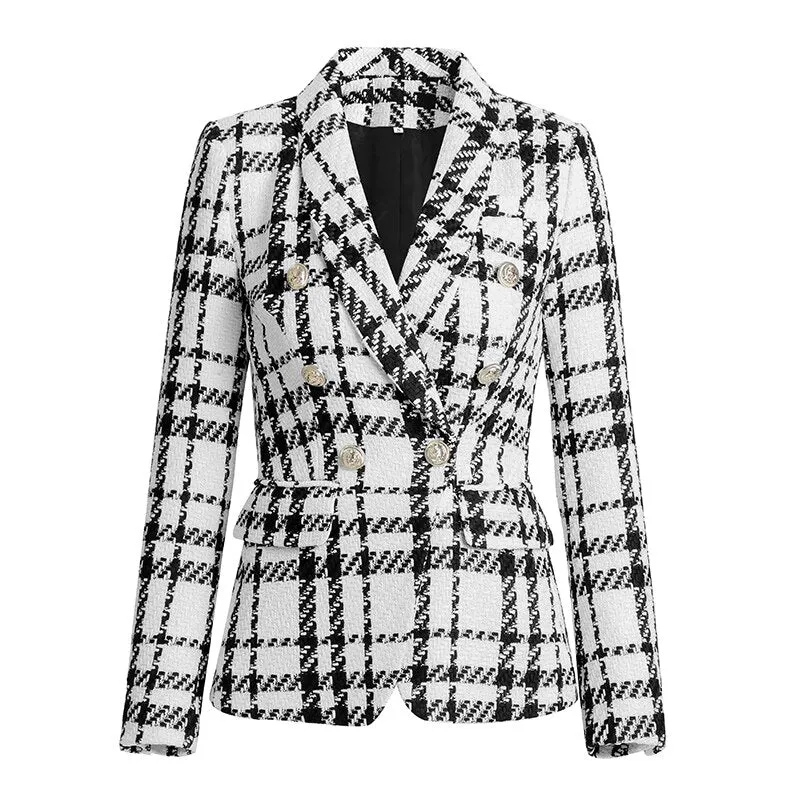 Checkered Black and White Blazer