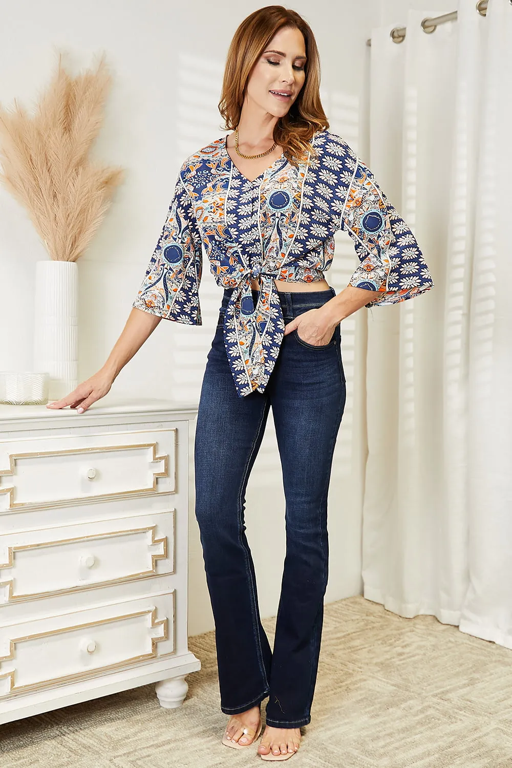 ck Three-Quarter Sleeve Blouse