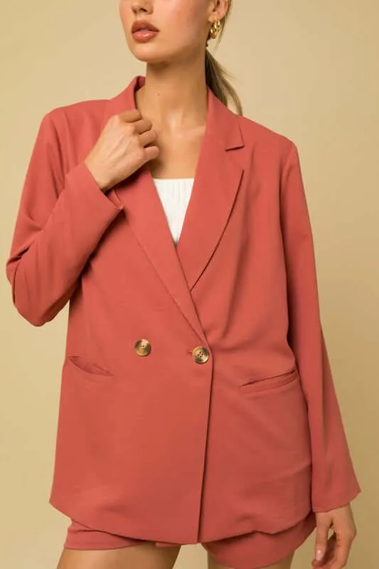 Coral Double Breasted Smart Blazer