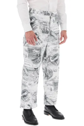 cropped pants with 'nautical toile' motif