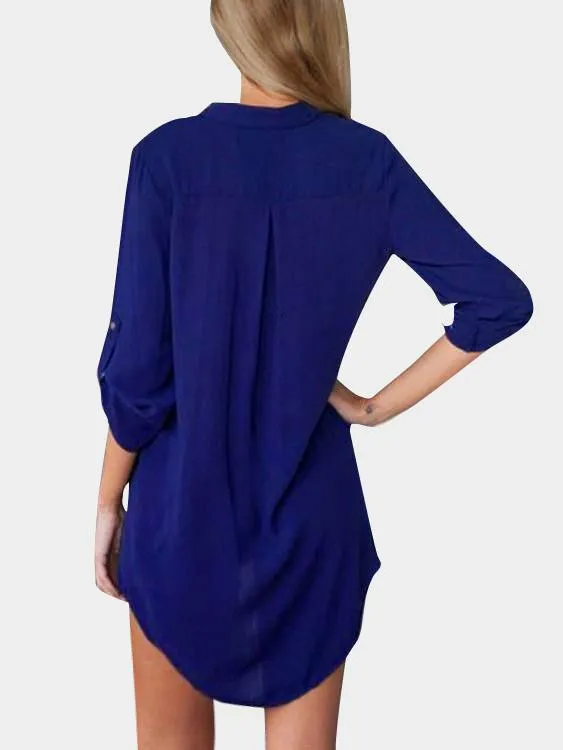 Custom V-Neck Long Sleeve Irregular Hem Top