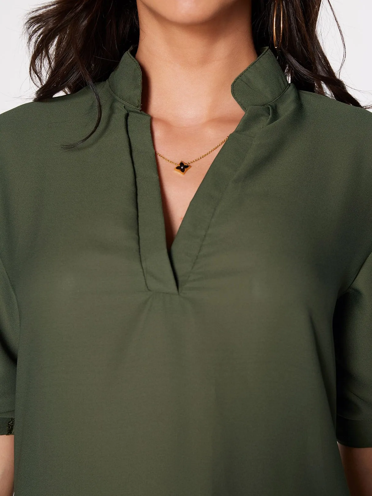 Custom V-Neck Long Sleeve Irregular Hem Top