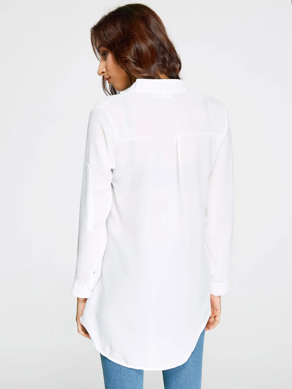 Custom V-Neck Long Sleeve Irregular Hem Top