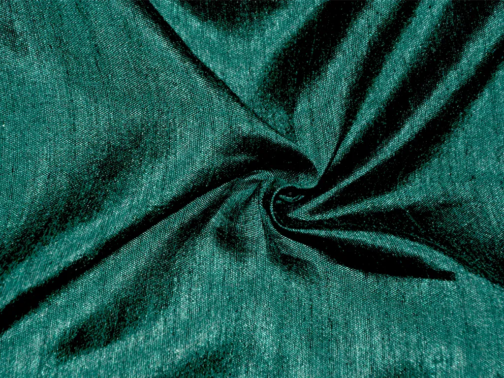 Dark Green Plain Bangalore Raw Silk Fabric