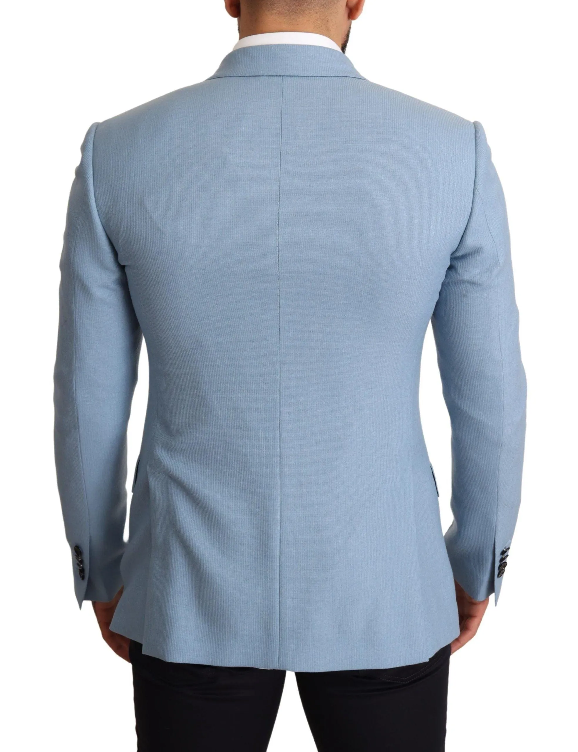 Dolce & Gabbana Blue Cashmere Silk Slim Fit Blazer Jacket