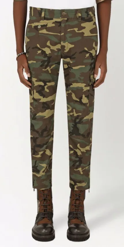 DOLCE & GABBANA - camouflage-print cropped cargo trousers