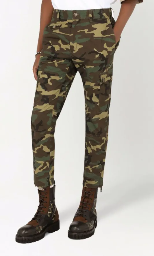 DOLCE & GABBANA - camouflage-print cropped cargo trousers