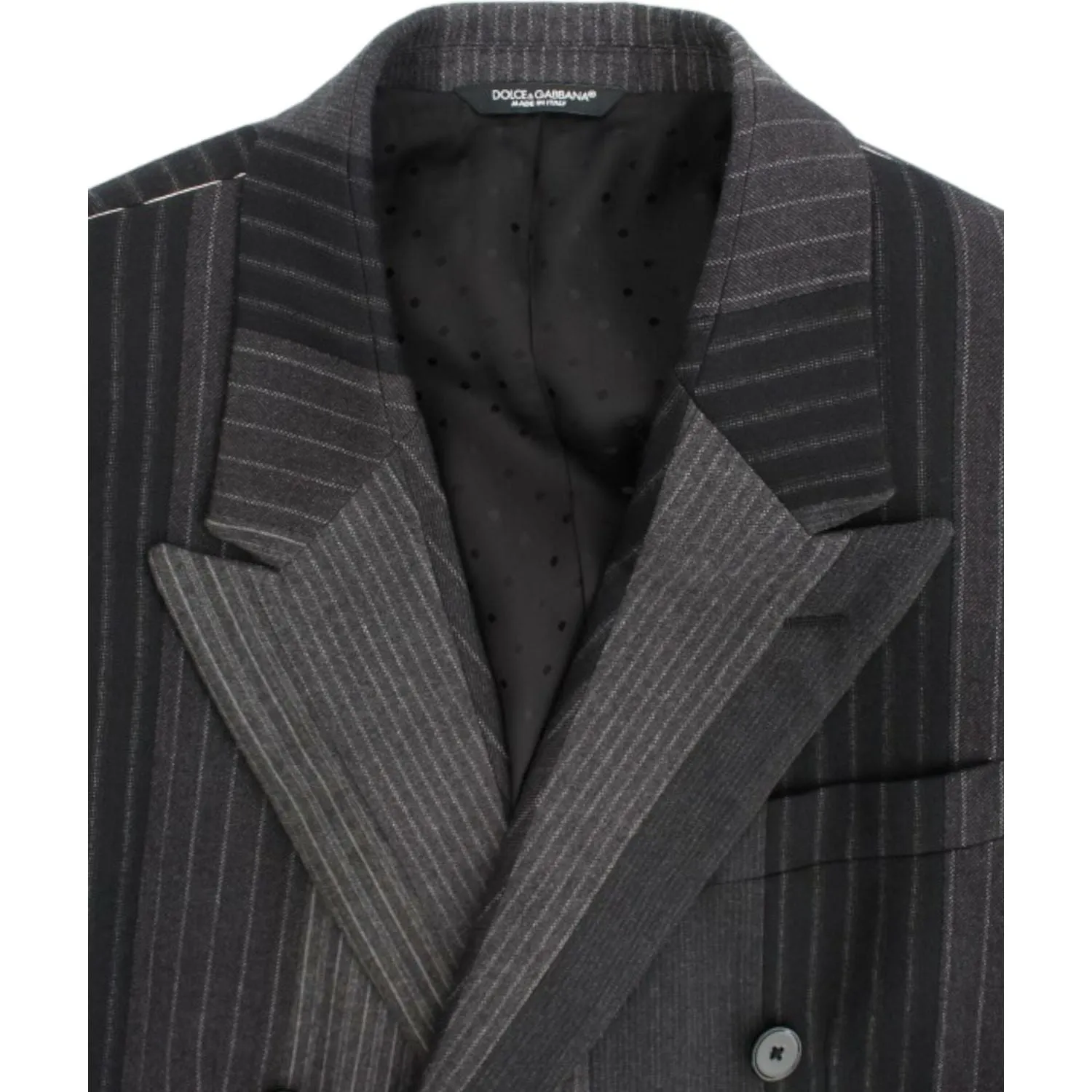 Dolce & Gabbana Elegant Gray Striped Wool Slim Blazer