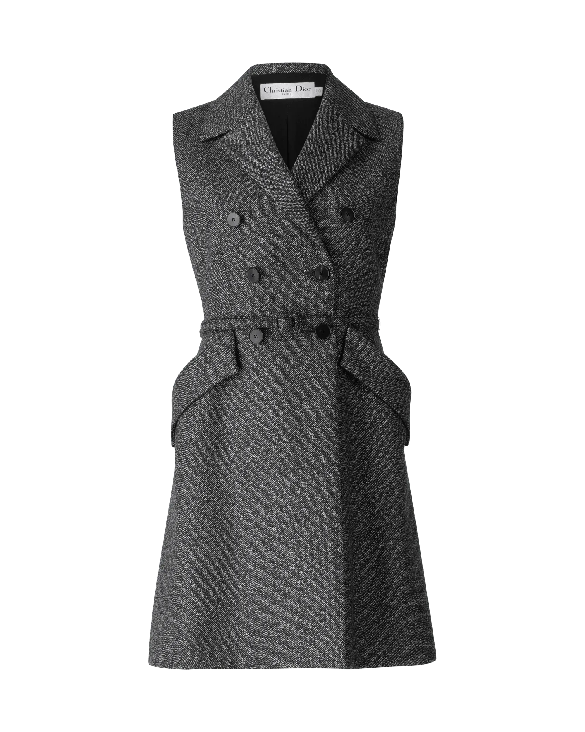 Double-Breasted Belted Vest Dress