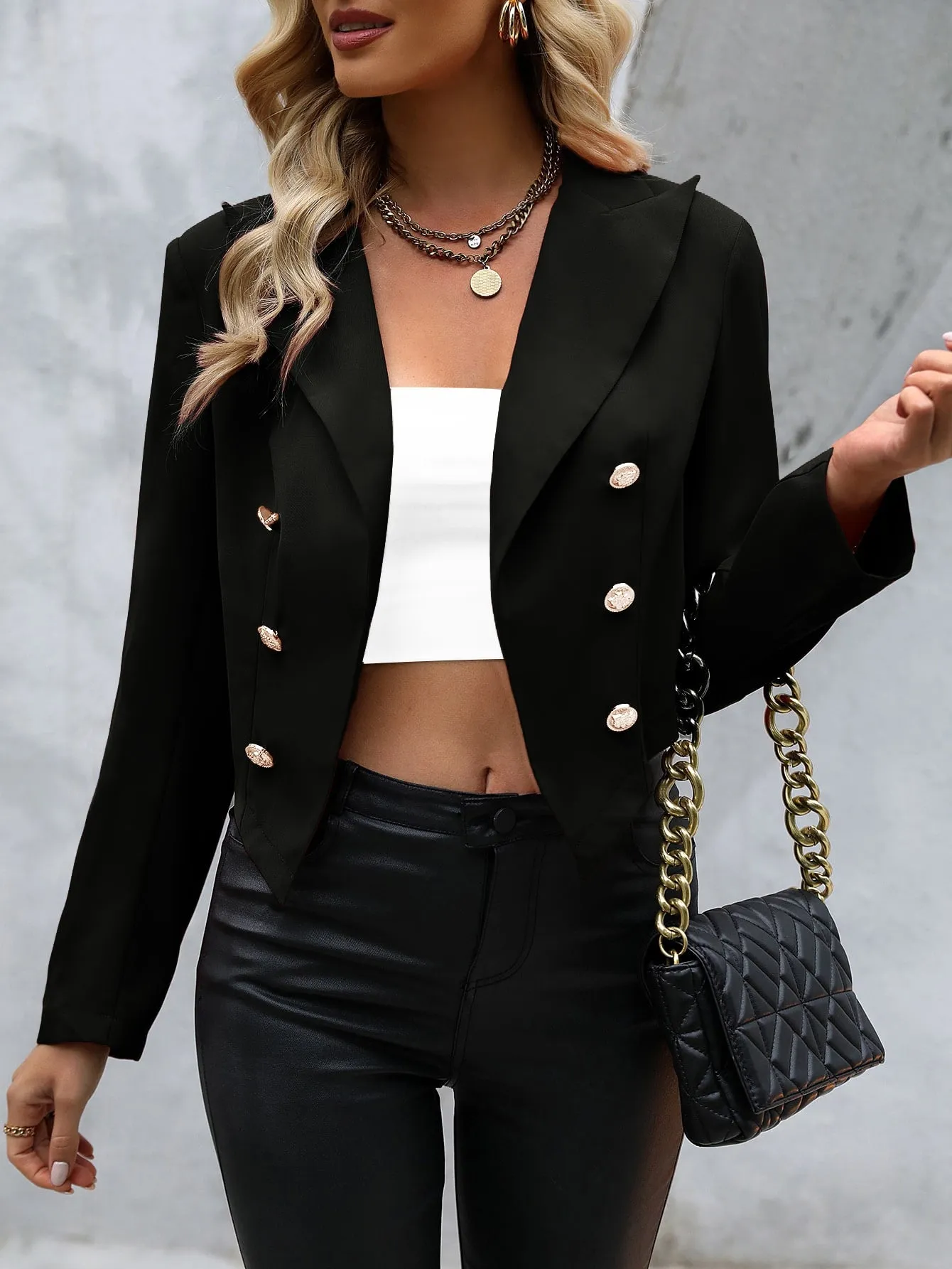 Double Breasted Crop Blazer