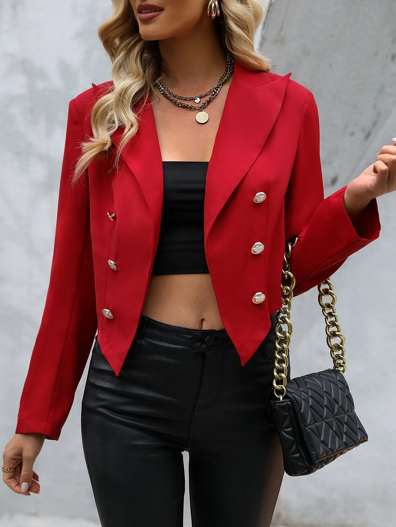 Double Breasted Crop Blazer