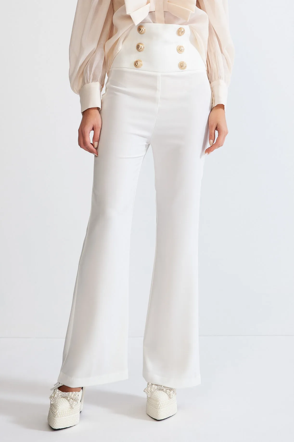 Double Breasted High waisted trousers - White