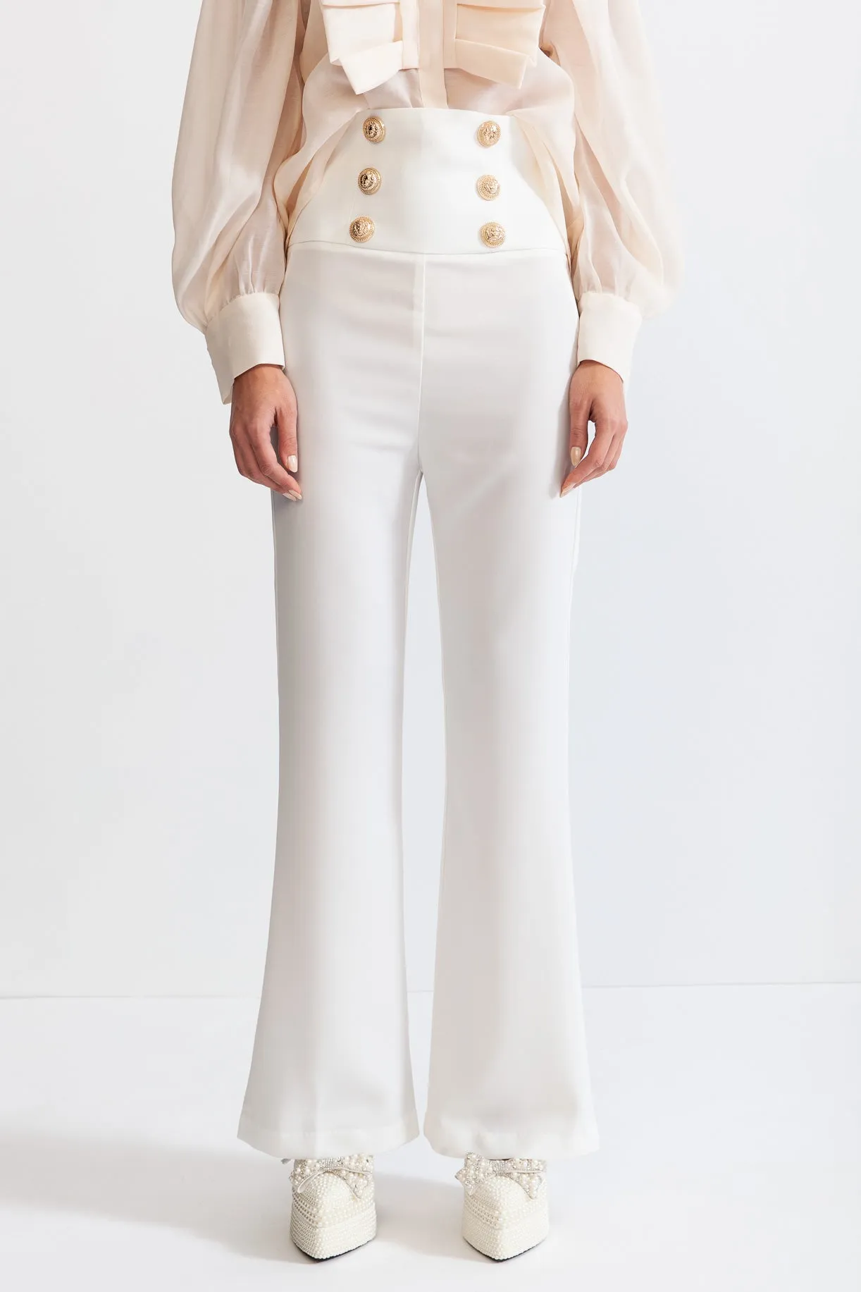 Double Breasted High waisted trousers - White