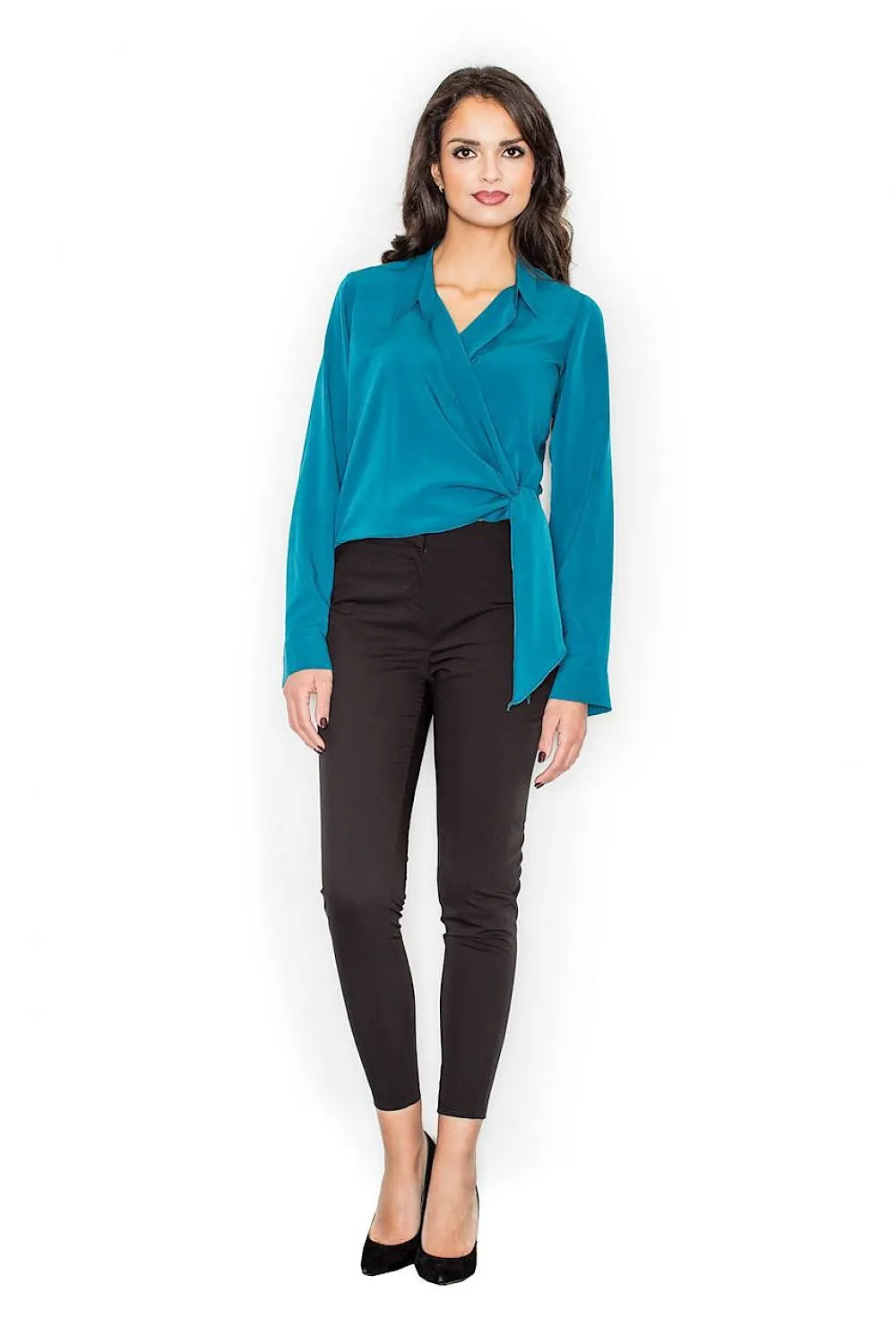 Elegant Crepe Waist-Tie Blouse