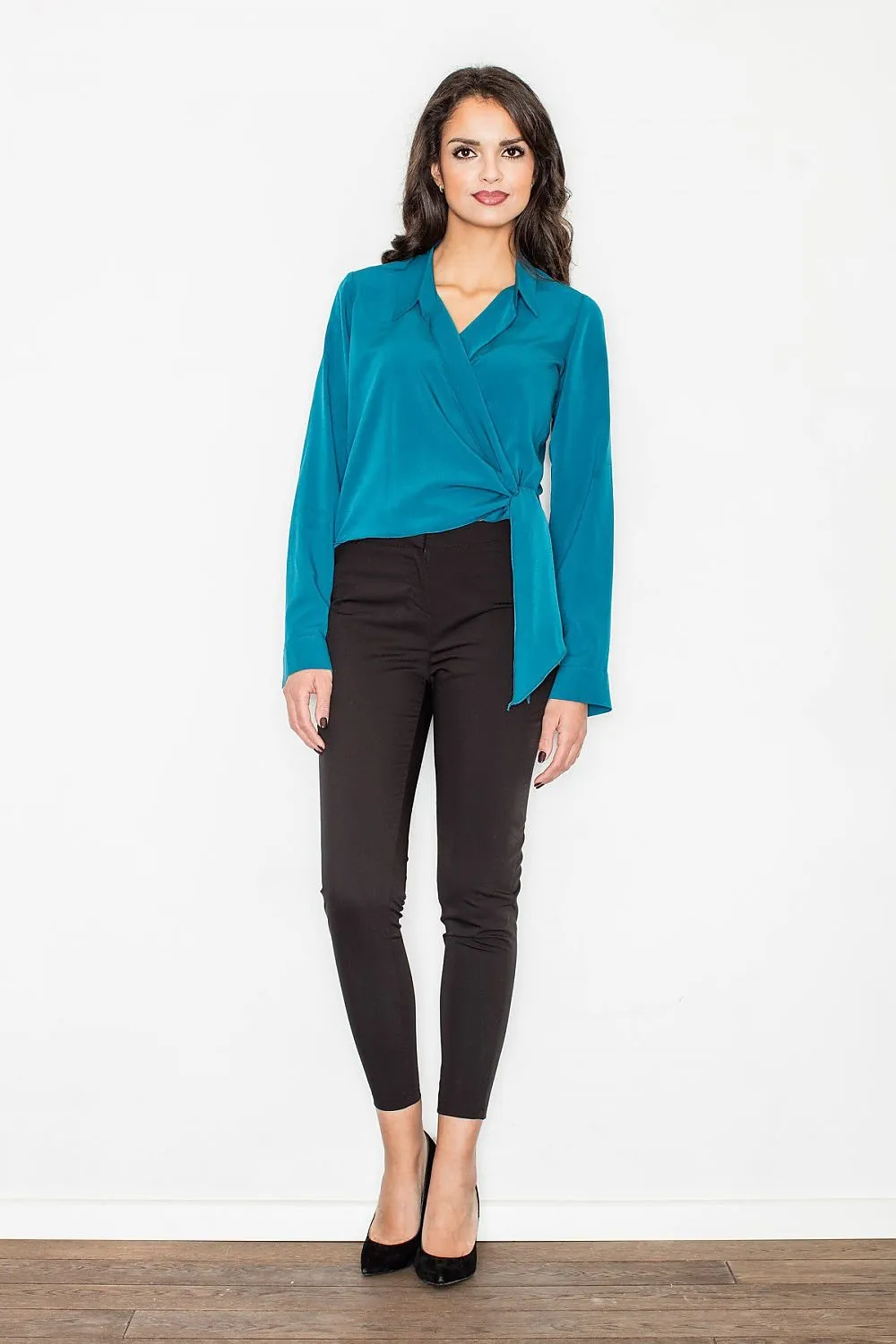 Elegant Crepe Waist-Tie Blouse