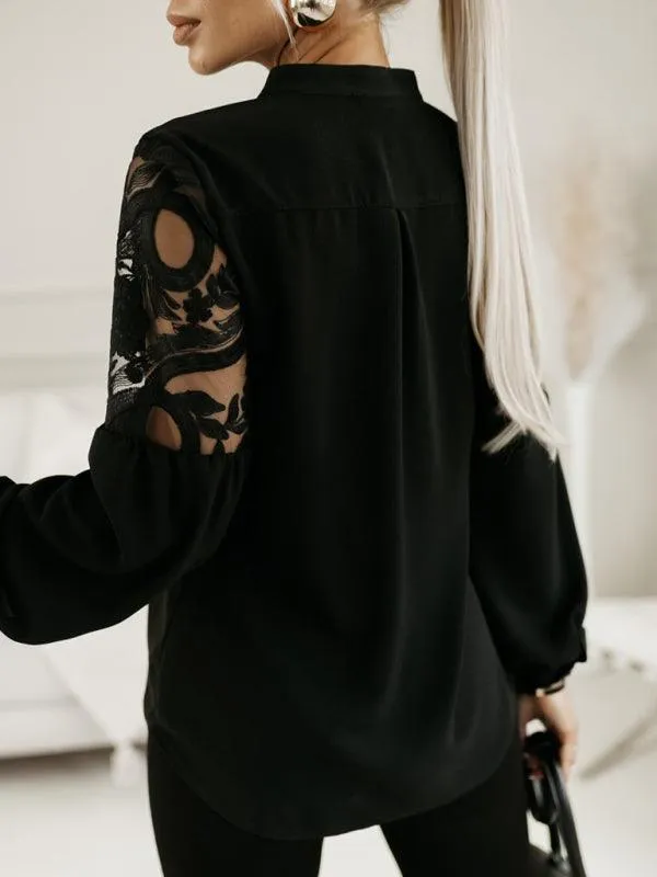 Elegant Lace-Accented Women's Blouse for Every Occasion