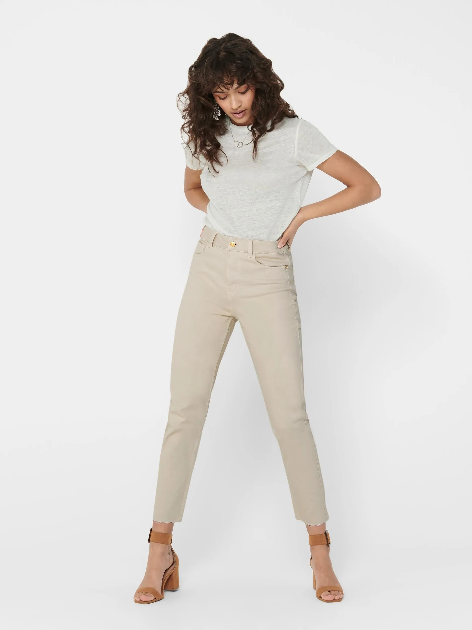 Emily Cropped Jeans - Ecru