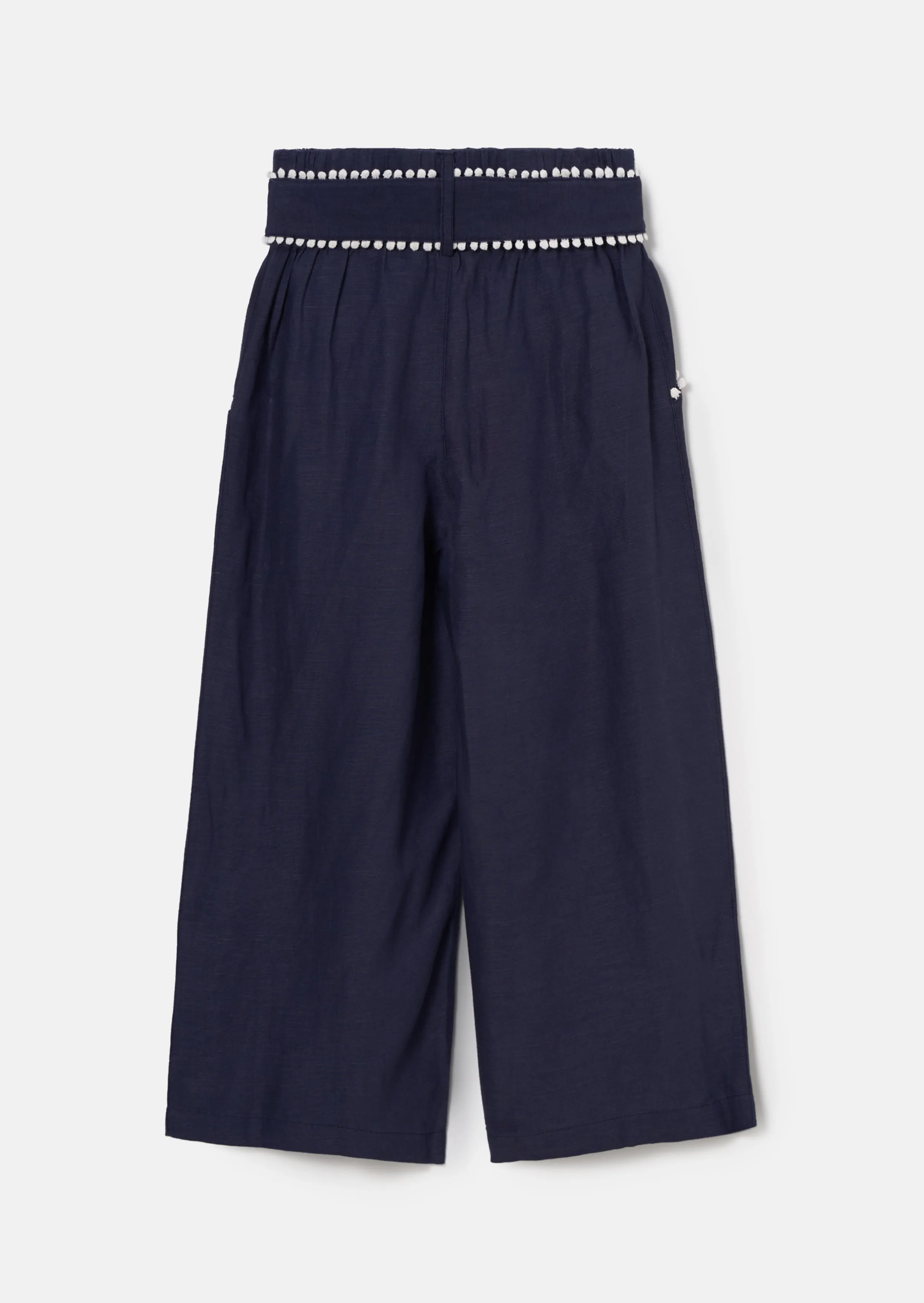 Erica Navy Tie Waist Cropped Trousers