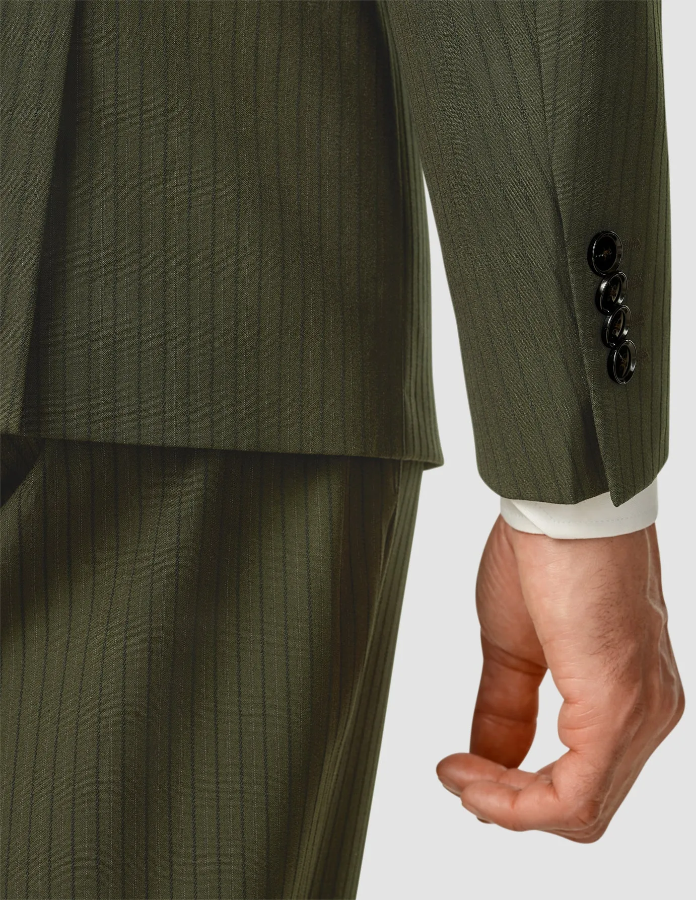 Essential Blazer Slim Moss Green Pinstripe