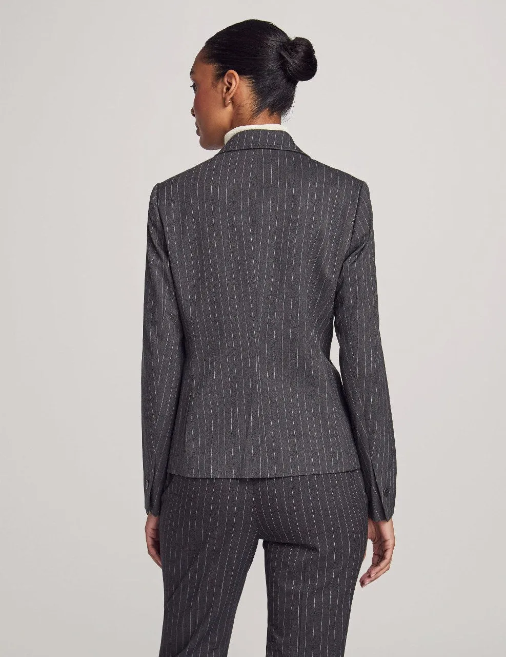 Executive Collection Pinstripe Two Button Jacket With Pant and Skirt