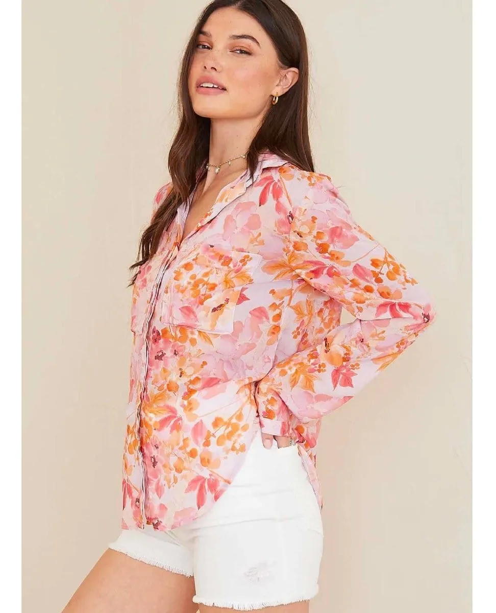 Fiesta Floral Button Down Top