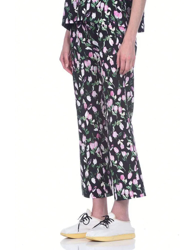 Floral Print Cropped Trousers