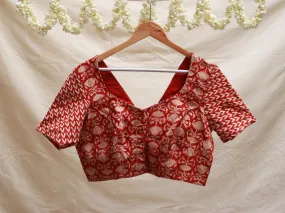 Garnet Red Ajrakh cotton blouse