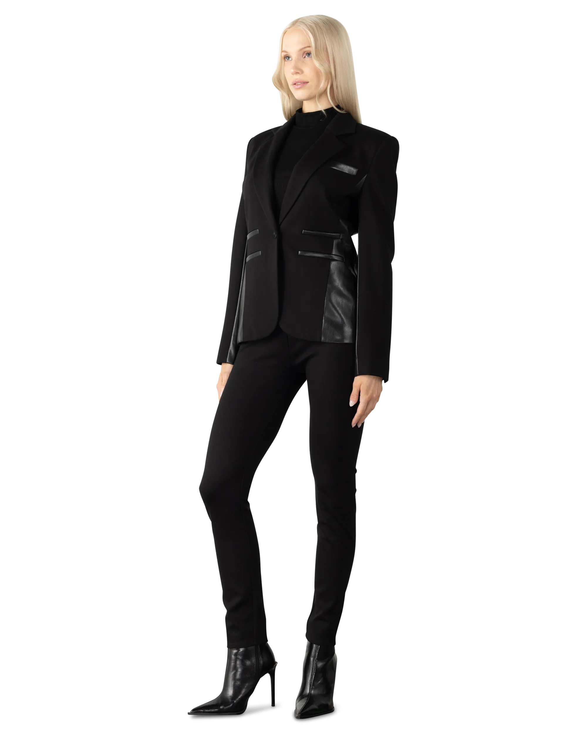 Gayle Vegan Leather Ponto Combo Blazer