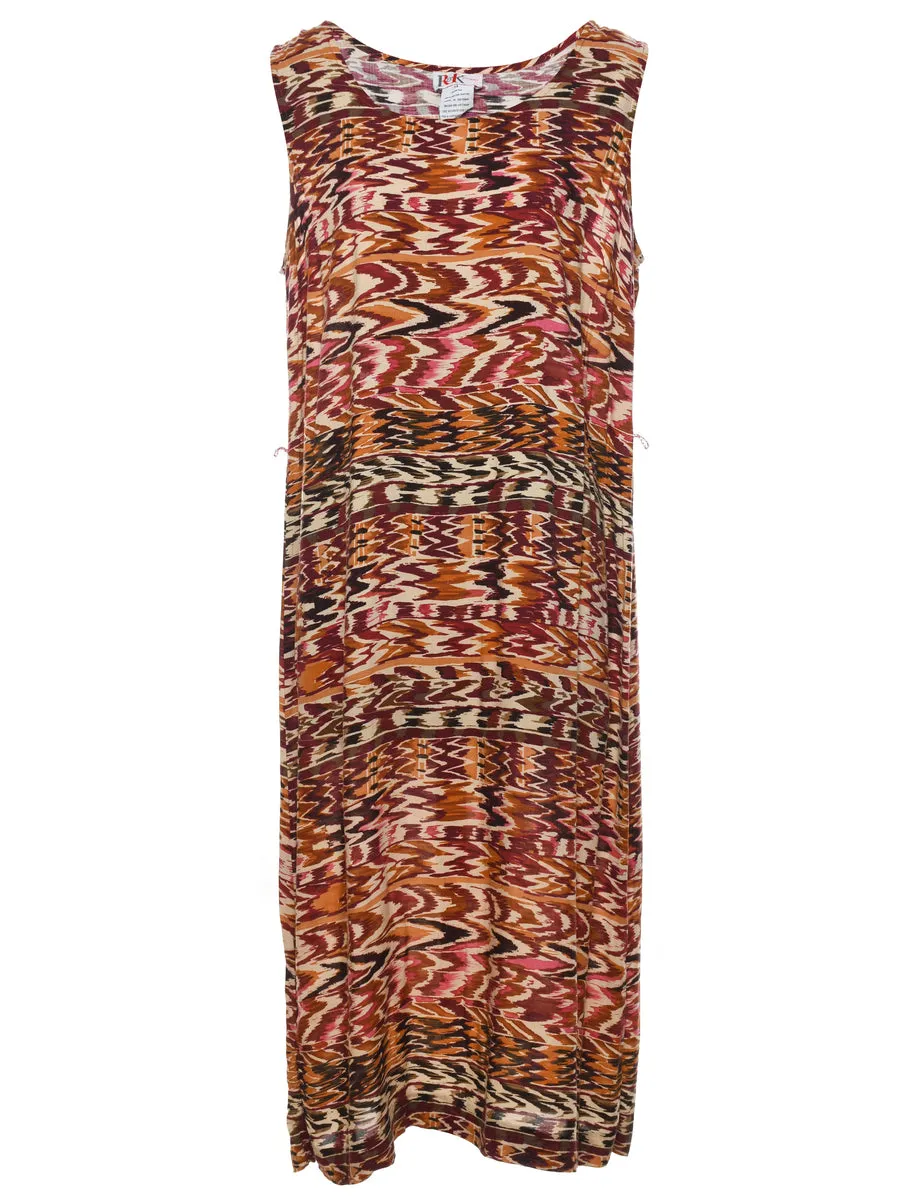 Geometric Patterned Shift Dress - L